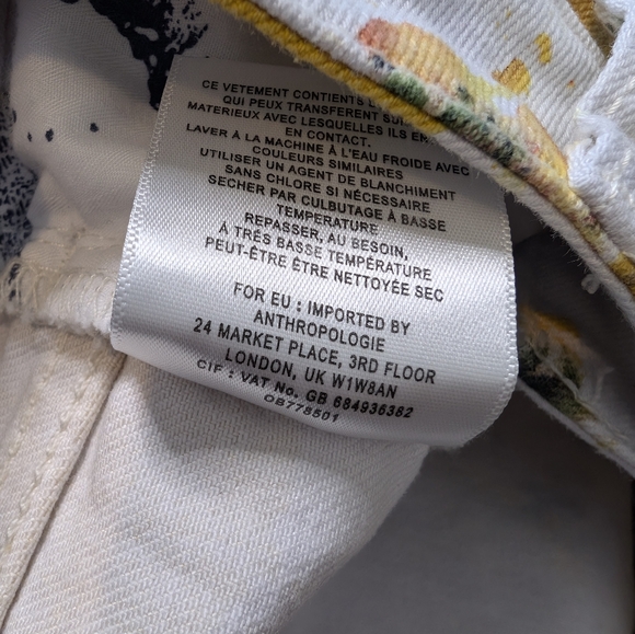 💘 Anthropologie Pilcro High-Rise Bootcut Lemon Grove Print White Jeans Size 29 - Picture 12 of 12